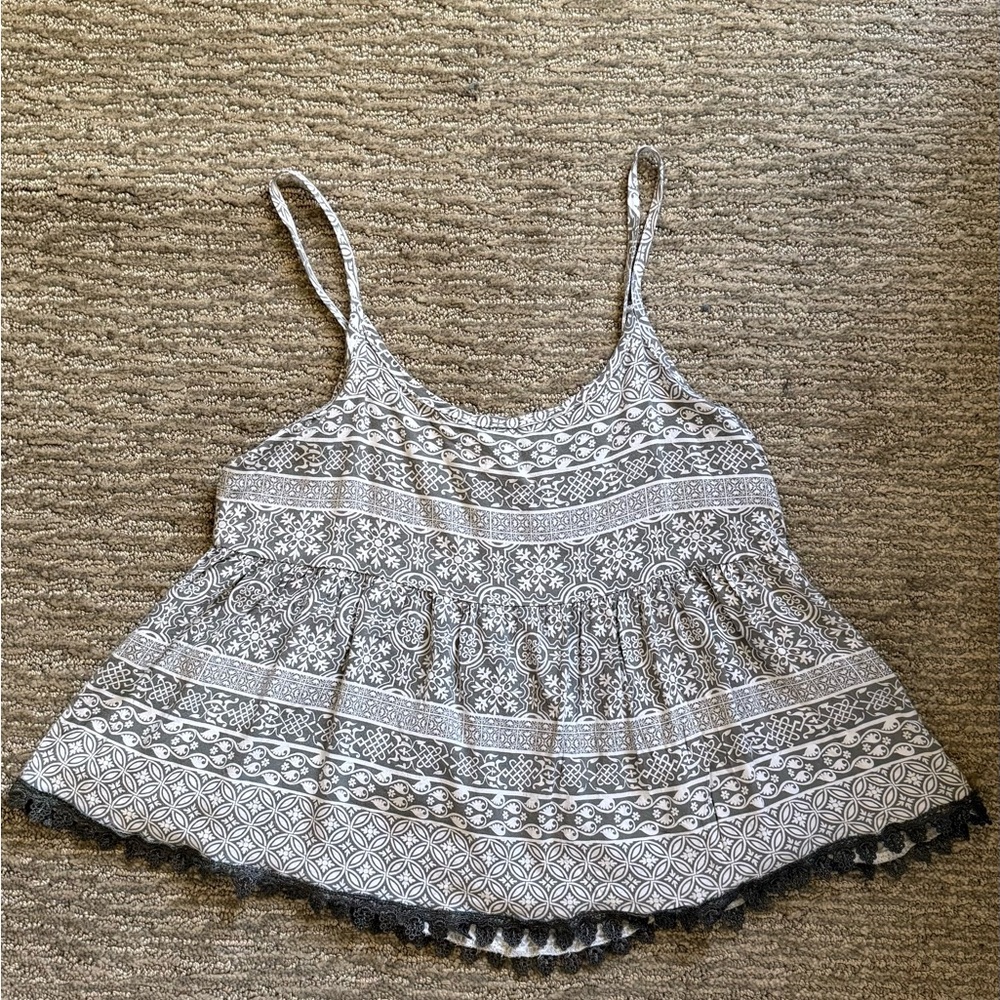 La Hearts Cream Smocked Peplum Camisole